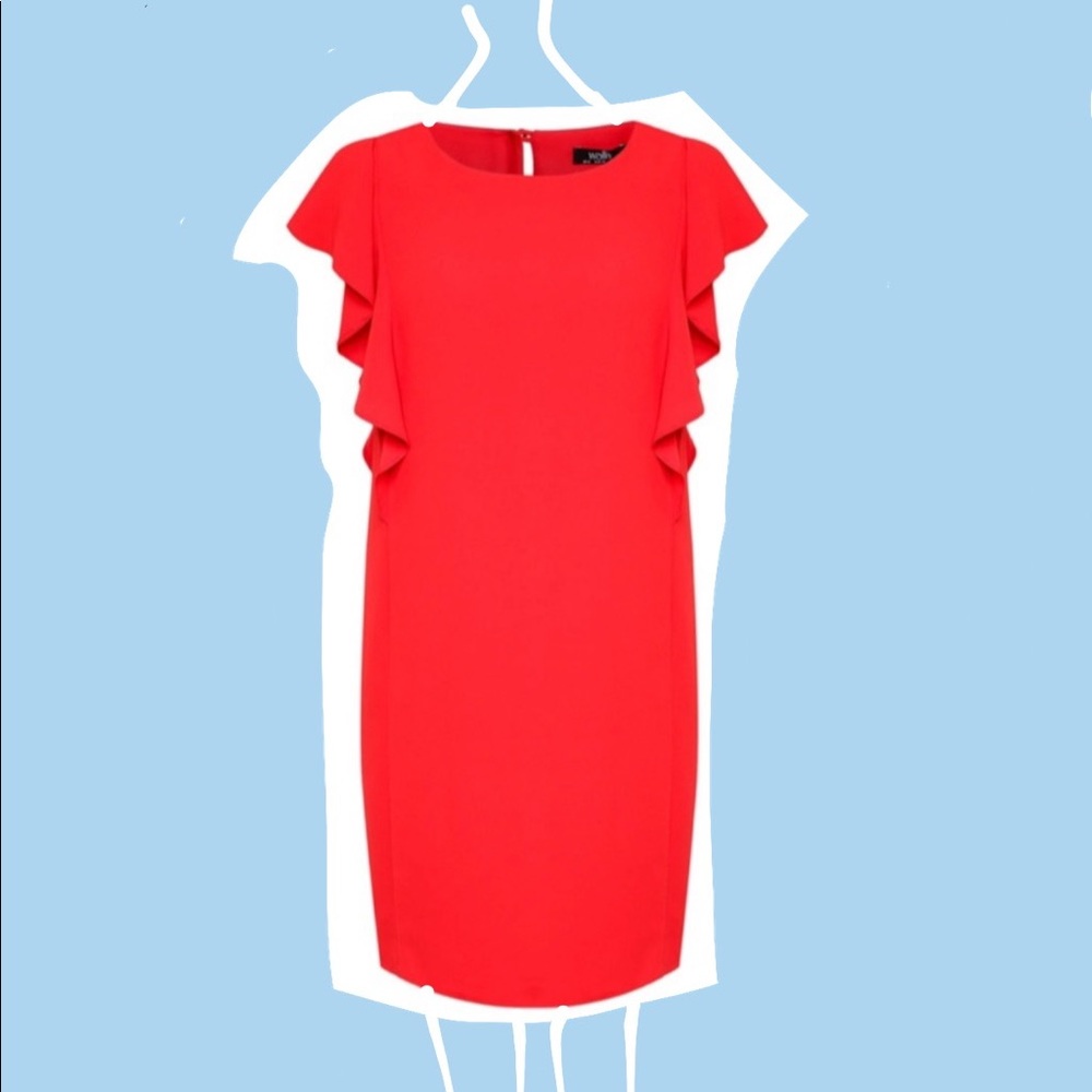 Wallis Red Ruffle Cocktail Dress Office Casual